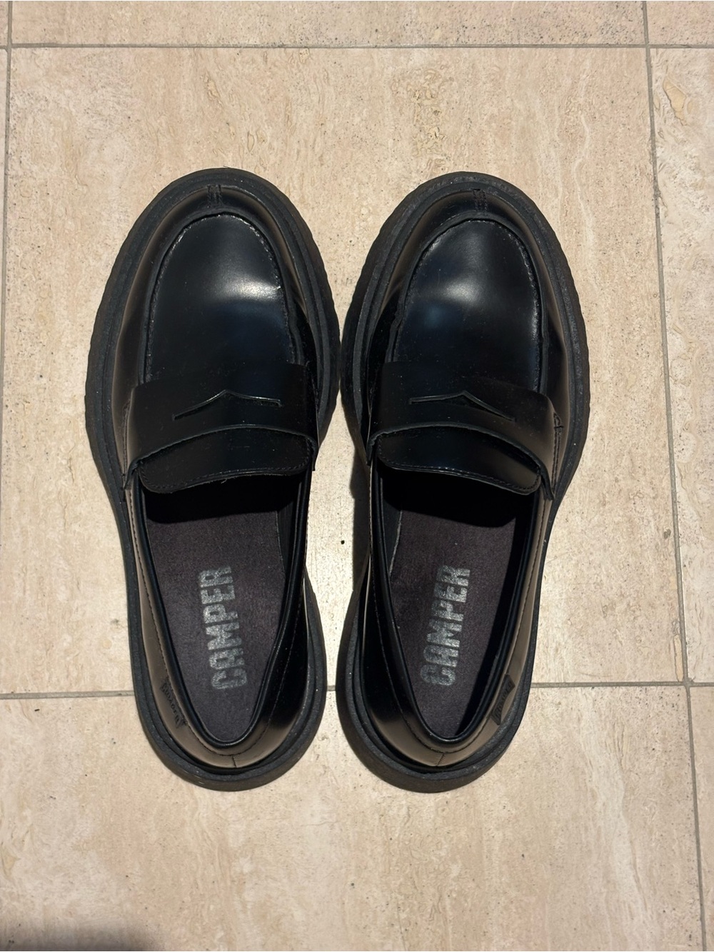 Camper Women's Black Leather Walden Loafers - LIKE NEW
